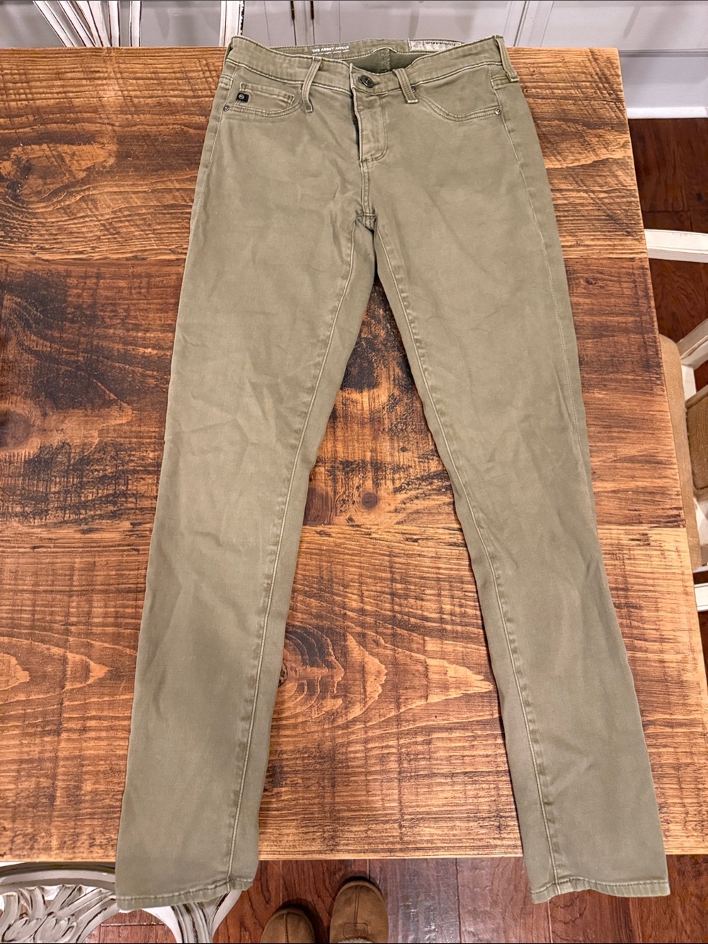 Anthropologie AG Abbey Ankle Women’s Olive Green Slim Straight Jeans